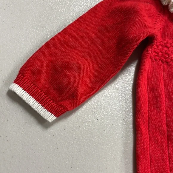 Baby red and white ruffled onesie sweater - Picture 4 of 12